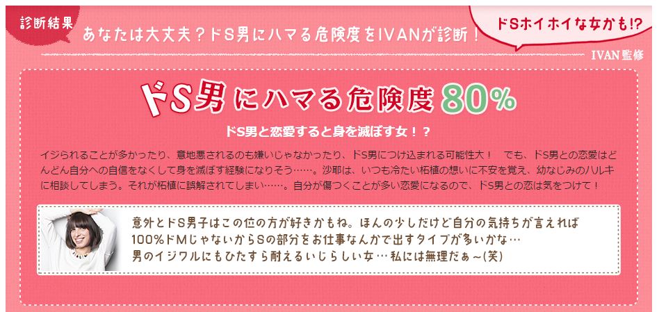 ドs男にハマる危険度診断やってみた りおのクレイジー日誌